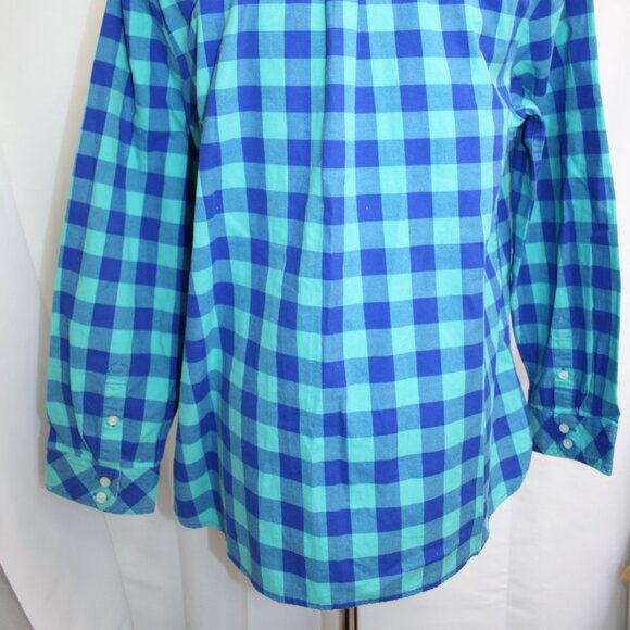 Women's Talbots Bright Blue/Light Blue Gingham  Cotton Button Up Size XLP - Picture 3 of 5